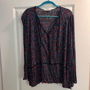 LOFT plus long sleeve floral blouse